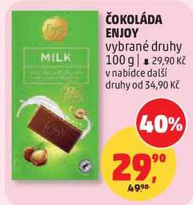 ČOKOLÁDA ENJOY vybrané druhy, 100 g