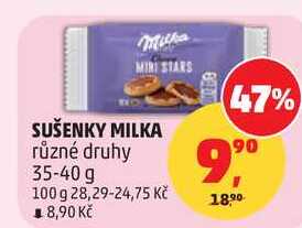 SUŠENKY MILKA různé druhy, 35-40 g