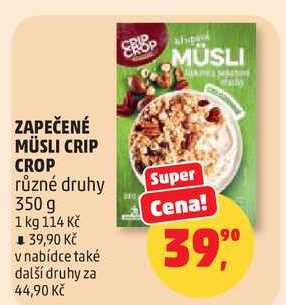 ZAPEČENÉ MÜSLI CRIP CROP různé druhy, 350 g 