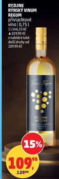 RYZLINK RÝNSKÝ VINUM REGUM přívlastkové víno, 0,75 l
