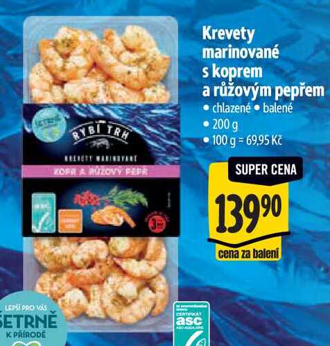Krevety marinované s koprem a růžovým pepřem, 200 g