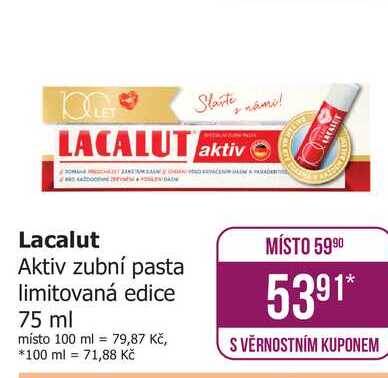 Lacalut Aktiv zubní pasta limitovaná edice 75 ml