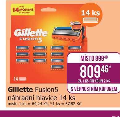 Gillette Fusion5 náhradní hlavice 14 ks místo Teta drogerie