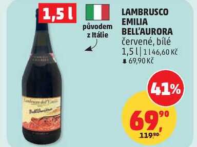 LAMBRUSCO EMILIA BELL'AURORA červené, 1,5 l