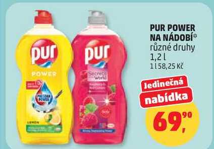 PUR POWER NA NÁDOBÍ různé druhy, 1,2 l