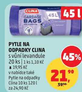 PYTLE NA ODPADKY CLINA s vůní levandule, 20 ks Penny Market