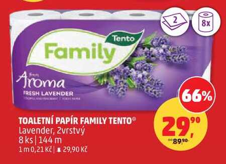 TOALETNÍ PAPÍR FAMILY TENTO Lavender, Zvrstvý, 8 ks, 144 m
