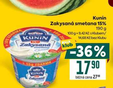 Kunín Zakysaná smetana 15% 190 g