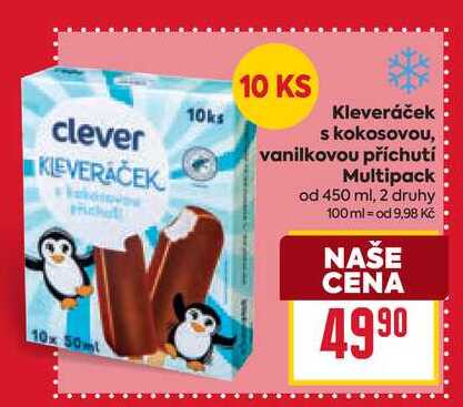 Kleveráček s kokosovou, vanilkovou příchutí Multipack od 450 ml 