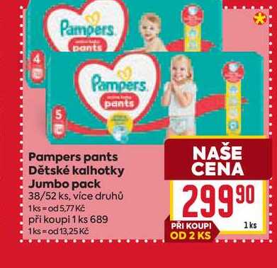 Pampers pants Dětské kalhotky Jumbo pack 38/52 ks