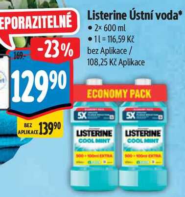 Listerine Ústní voda, 2x 600 ml Albert