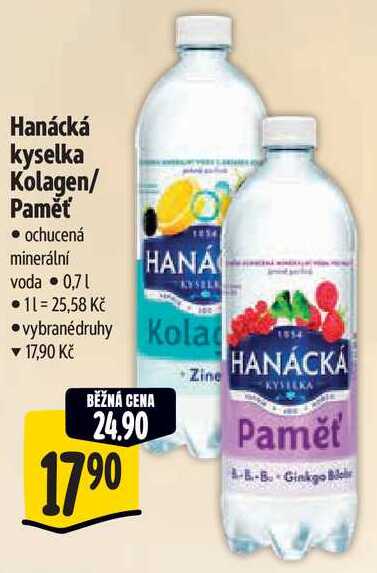 Hanácká kyselka Kolagen/Paměť, 0,7 l