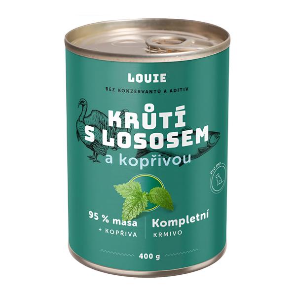 Louie Krůtí konzerva s lososem a kopřivou pro psy