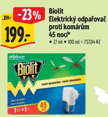Biolit Elektrický odpařovač proti komárům 45 nocí, 27 ml Albert