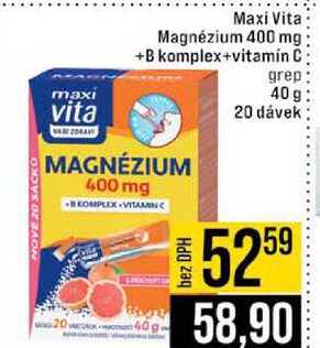 Maxi Vita Magnézium 400 mg +B komplex+vitamín C grep 40 g 20 dávek JIP