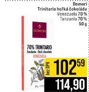 Domori Trinitario hořká čokoláda Venezuela 70% Tanzania 70% 50 g