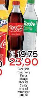 Coca-Cola různé druhy Fanta orange shokata Sprite original zero sugar 500 ml
