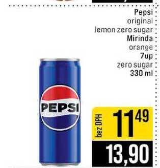 Pepsi original lemon zero sugar Mirinda orange 7up zero sugar 330 ml