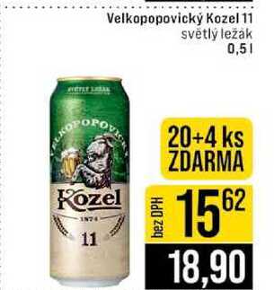 Velkopopovický Kozel 11 světlý ležák 0,5l