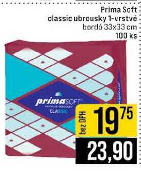 Prima Soft classic ubrousky 1-vrstvé bordó 33x33 cm 100 ks