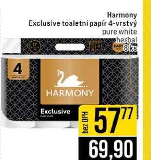 Harmony Exclusive toaletní papír 4-vrstvý pure white herbal 8ks