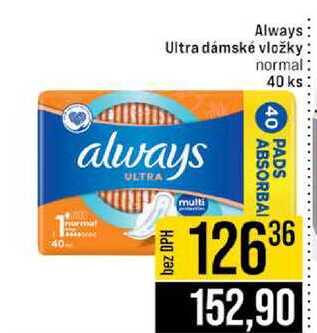 Always Ultra dámské vložky normal 40 ks