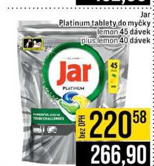 Jar Platinum tablety do myčky lemon 45 dávek plus lemon 40 dávek