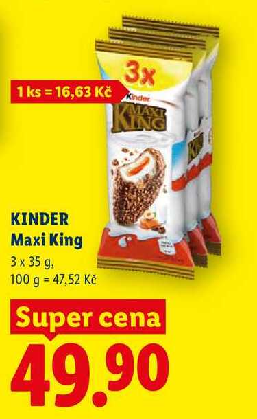 KINDER Maxi King, 3x 35 g