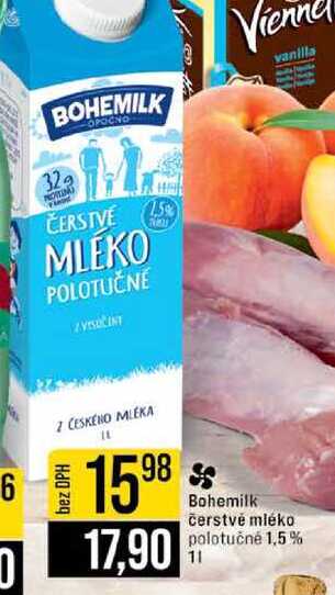 Bohemilk čerstvé mléko polotučné 1,5% 1l