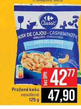 Pražené kešu nesolené 125 g