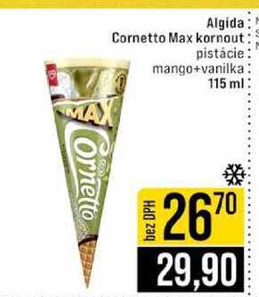 Algida Cornetto Max kornout pistácie mango+vanilka 115 ml