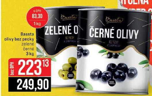 Bassta olivy bez pecky zelené černé 3 kg