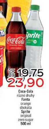 Coca-Cola různé druhy Fanta orange shokata Sprite original zero sugar 500 ml