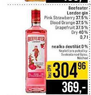 Beefeater London gin Pink Strawberry 37.5% Blood Orange 37,5% Grapefruit 37.5% Dry 40% 0,7l