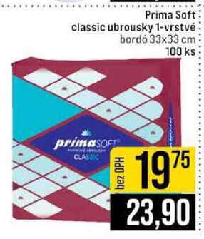 Prima Soft classic ubrousky 1-vrstvé bordó 33x33 cm 100 ks JIP