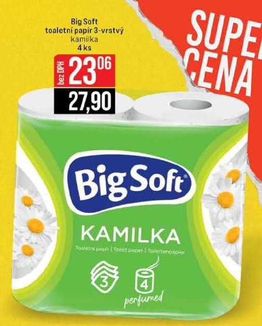 Big Soft toaletní papír 3-vrstvý kamilka 4 ks JIP
