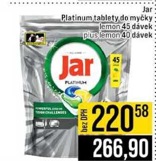 Jar Platinum tablety do myčky lemon 45 dávek plus lemon 40 dávek