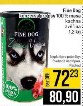 Fine Dog konzerva pro psy 100% masa kachna zvěřina 1,2 kg 