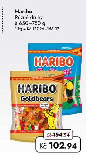 Haribo Různé druhy à 650-750 g