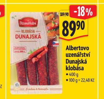 Albertovo uzenářství Dunajská klobása 400 g