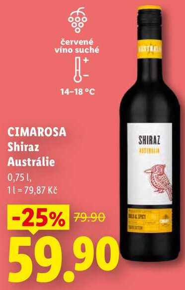 CIMAROSA Shiraz Austrálie, 0,75 l