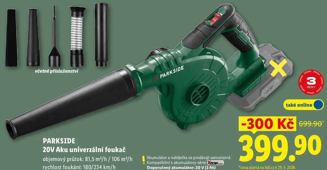 PARKSIDE 20V Aku univerzální foukač 