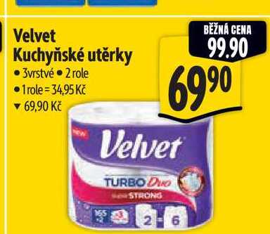Velvet Kuchyňské utěrky 3vrstvé  2 role Albert