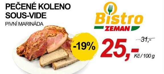 PEČENÉ KOLENO SOUS-VIDE PIVNÍ MARINÁDA, 100 g