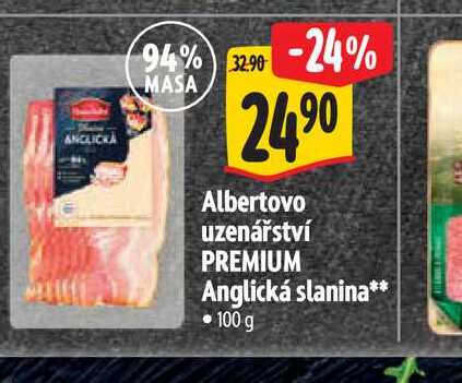 Albertovo uzenářství PREMIUM Anglická slanina 100 g