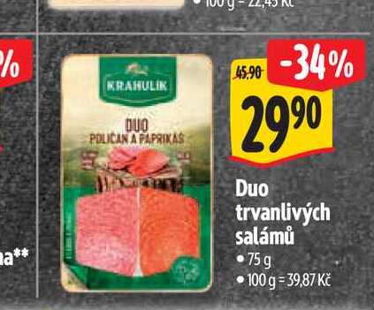 Duo trvanlivých salámů 75 g