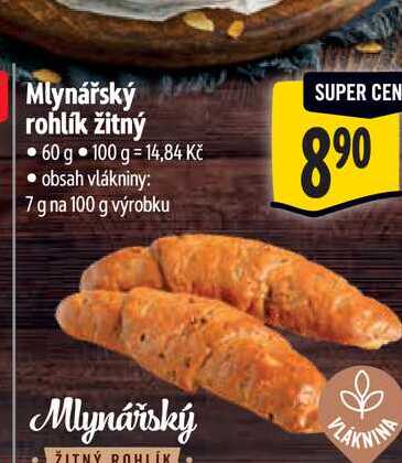 Mlynářský rohlík žitný 60 g 