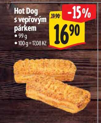 Hot Dog s vepřovým párkem 99 g