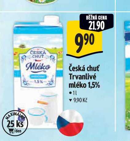 Česká chuť Trvanlivé mléko 1,5% 1 l