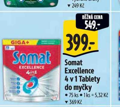Somat Excellence 4 v 1 Tablety do myčky 75 ks Albert